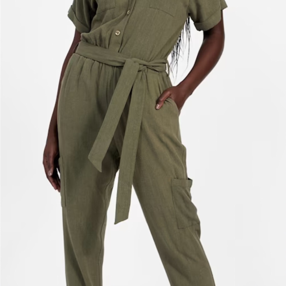 Guess Khaki Belted Jumpsuit